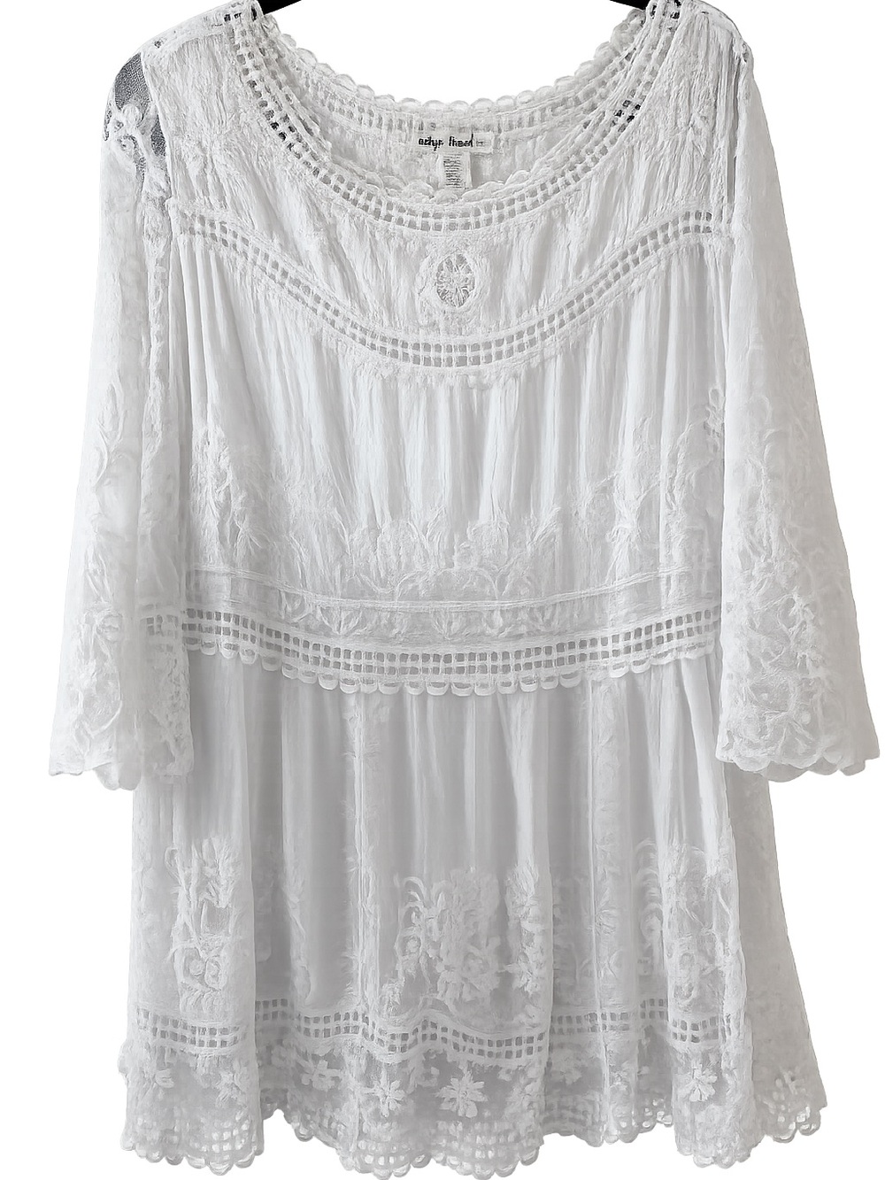 Indigo Thread Co Lace Embroidered Tunic mini dress boho cottage core coquette